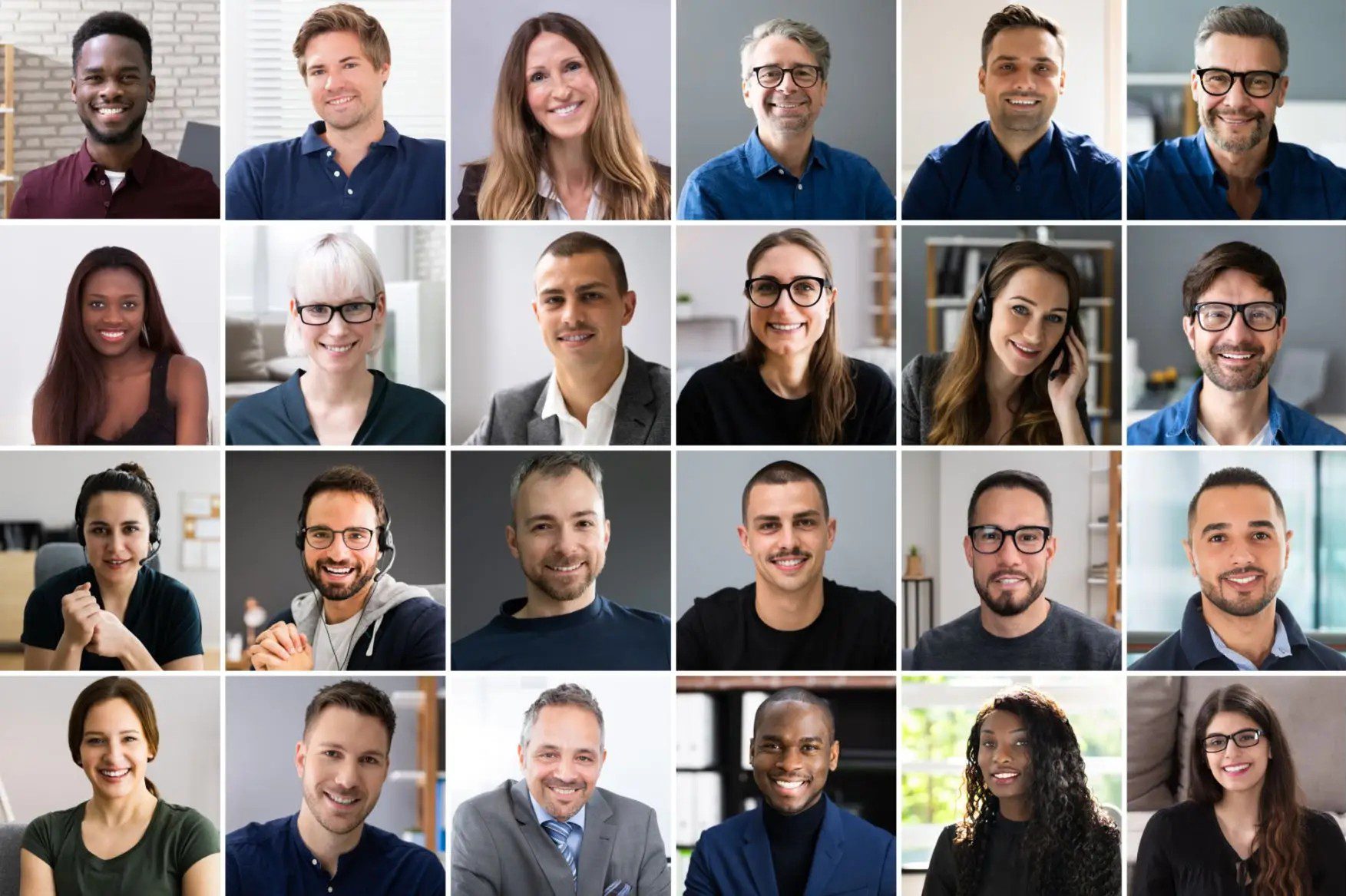 Grid of smiling office professionals in headshots